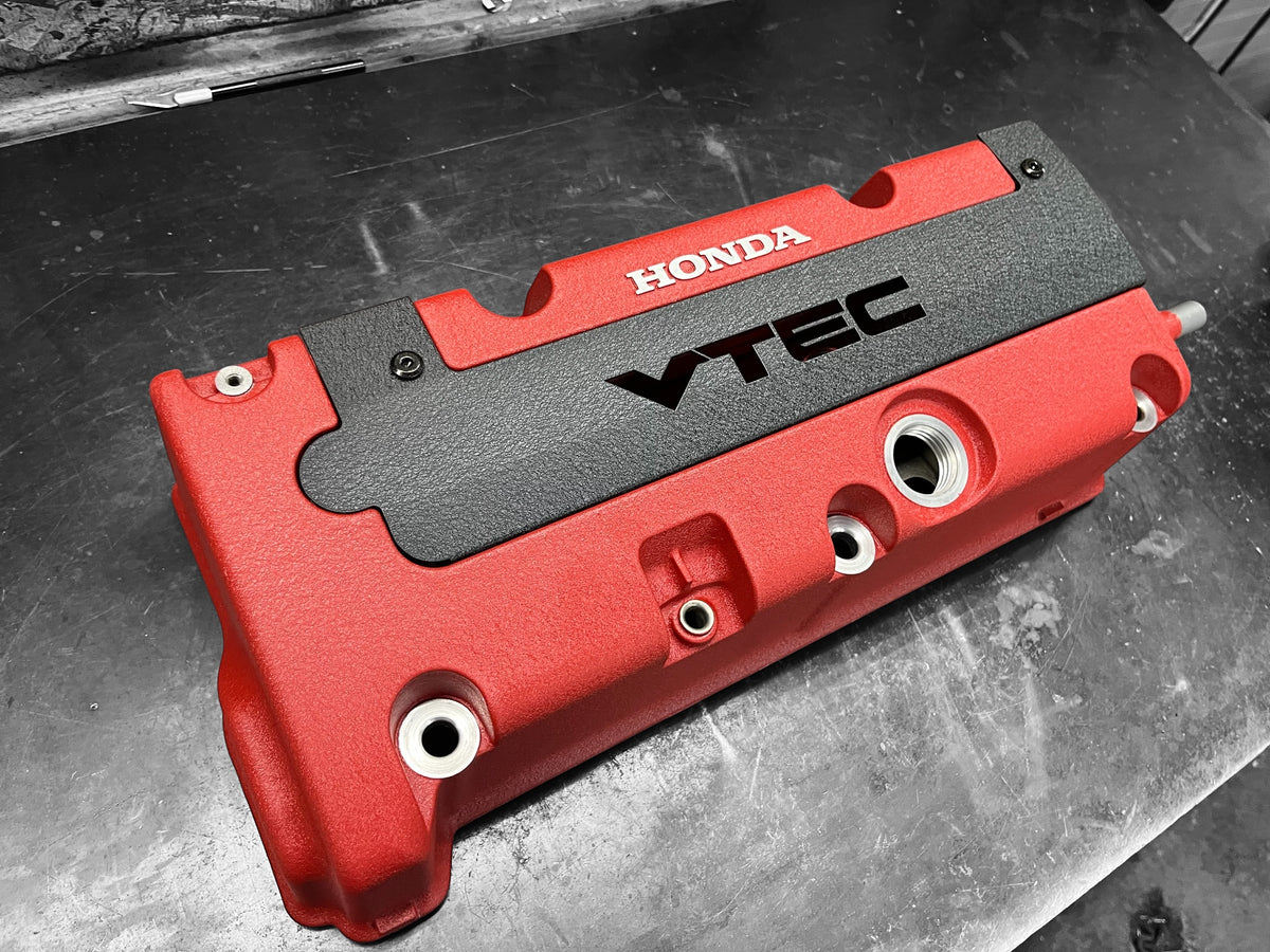 K20 K24 COIL PACK COVER FOR K-SERIES POWDER COATED WRINKLE BLACK ALUMINUM "VTEC" Ver. 3