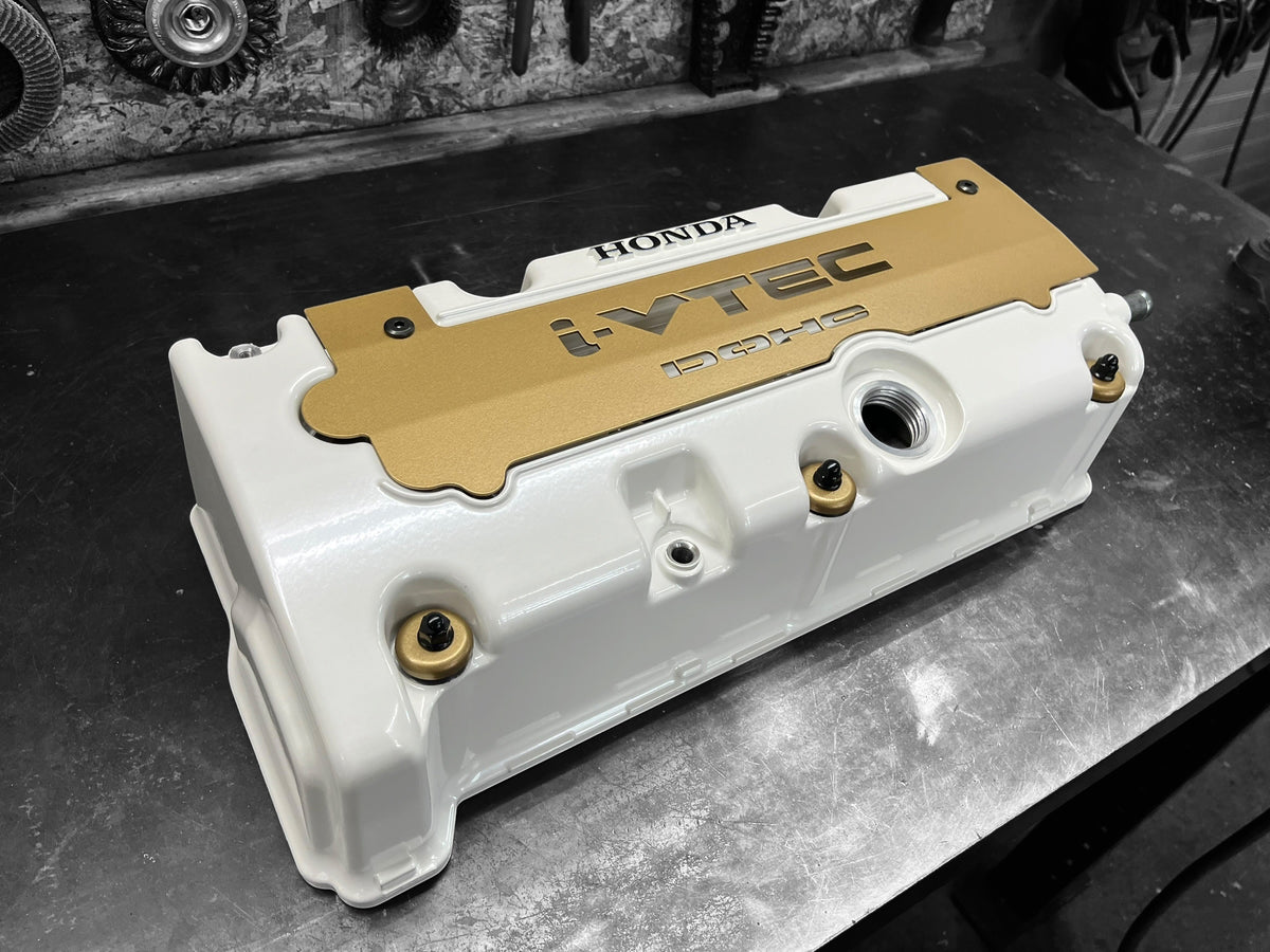 Honda K-Series K20 K24 Valve Cover Powder Coated Grommet Washer Satin Gold & Nut Black