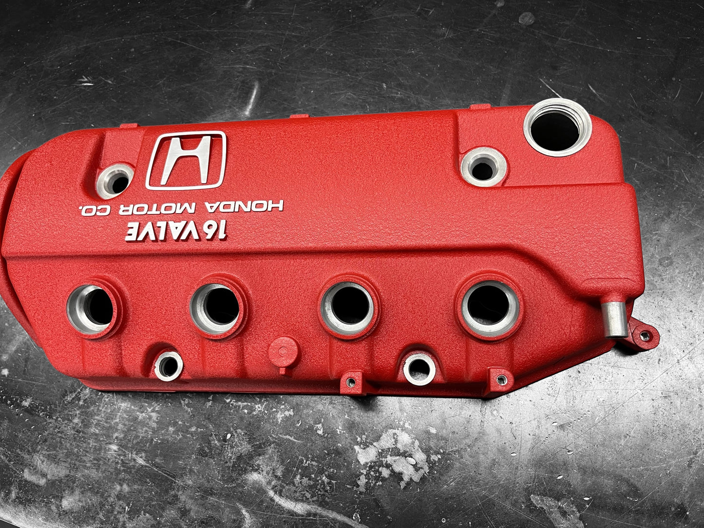 Honda D-Series D15 D16 1988-1995 Civic CRX Si Valve Cover OEM WRINKLE RED Big “H” Logo