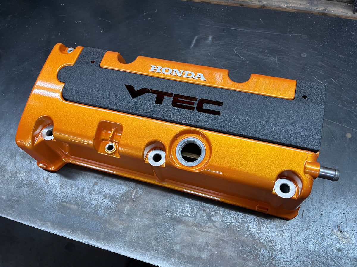K20 K24 COIL PACK COVER FOR K-SERIES POWDER COATED WRINKLE BLACK ALUMINUM "VTEC" Ver. 3