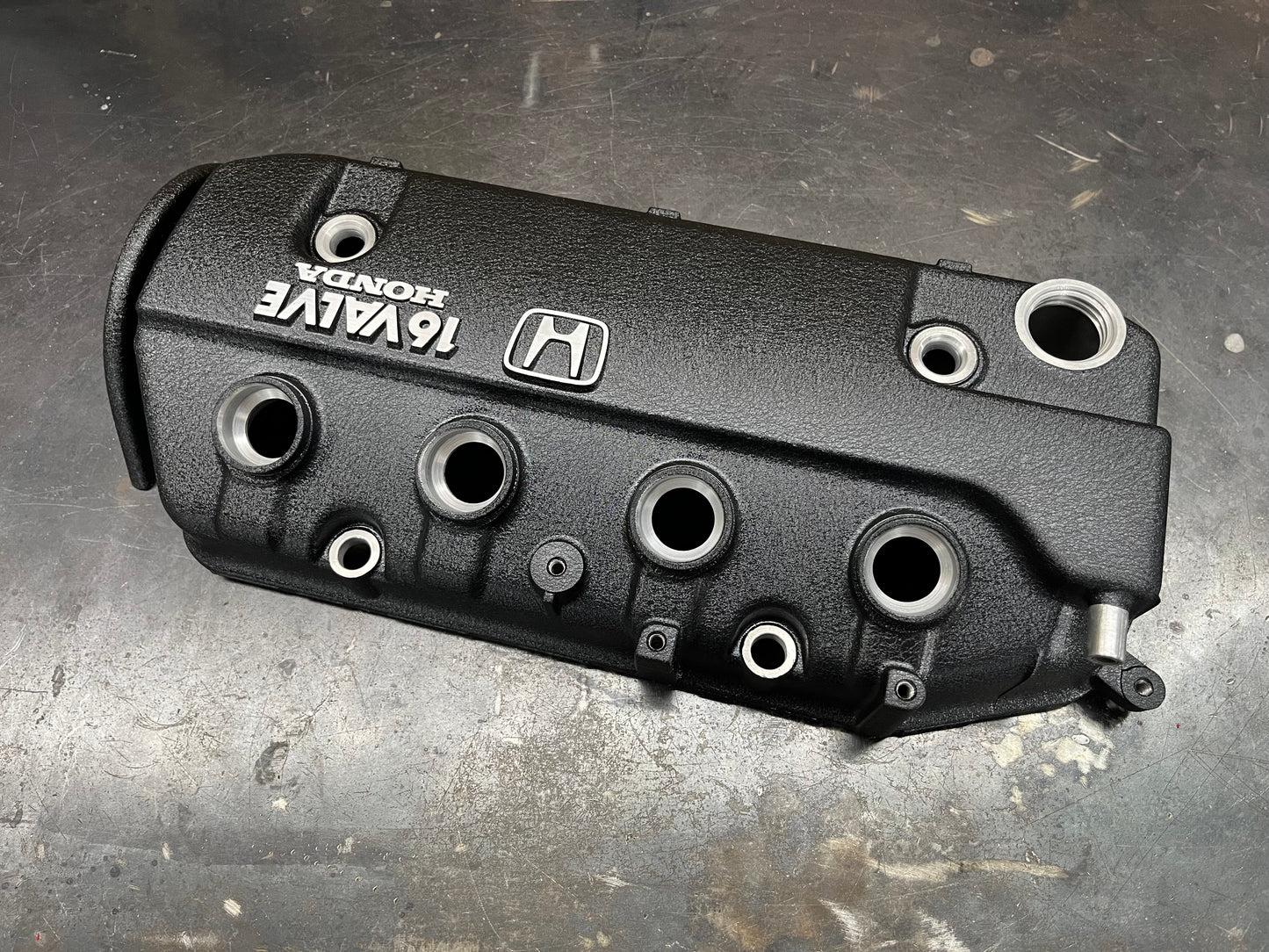 Honda D-Series D15 D16 1988-1995 Civic CRX Valve Cover Powder Coat Wrinkle Black Small “H” Logo