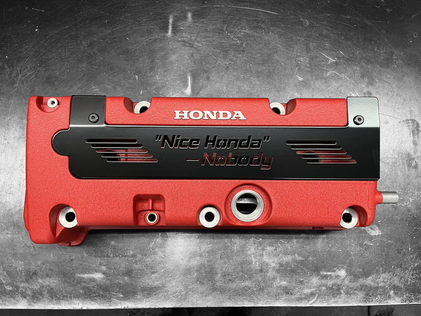 K20 K24 COIL PACK COVER FOR K-SERIES POWDER COATED SEMI GLOSS BLACK “NICE HONDA” Ver. 1