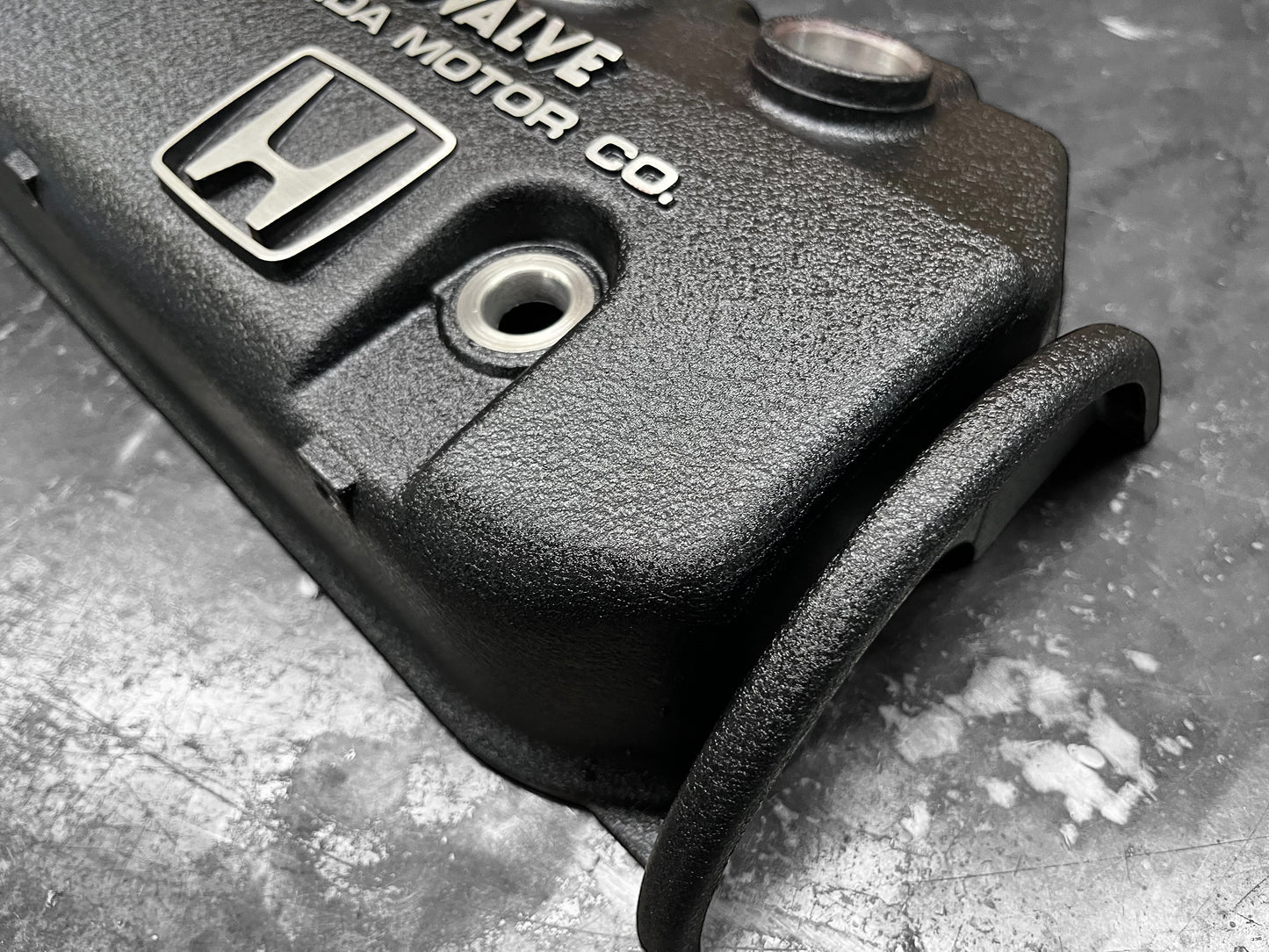 Honda D-Series D15 D16 1988-1995 Civic CRX Valve Cover Powder Coat Wrinkle Black Big “H” Logo