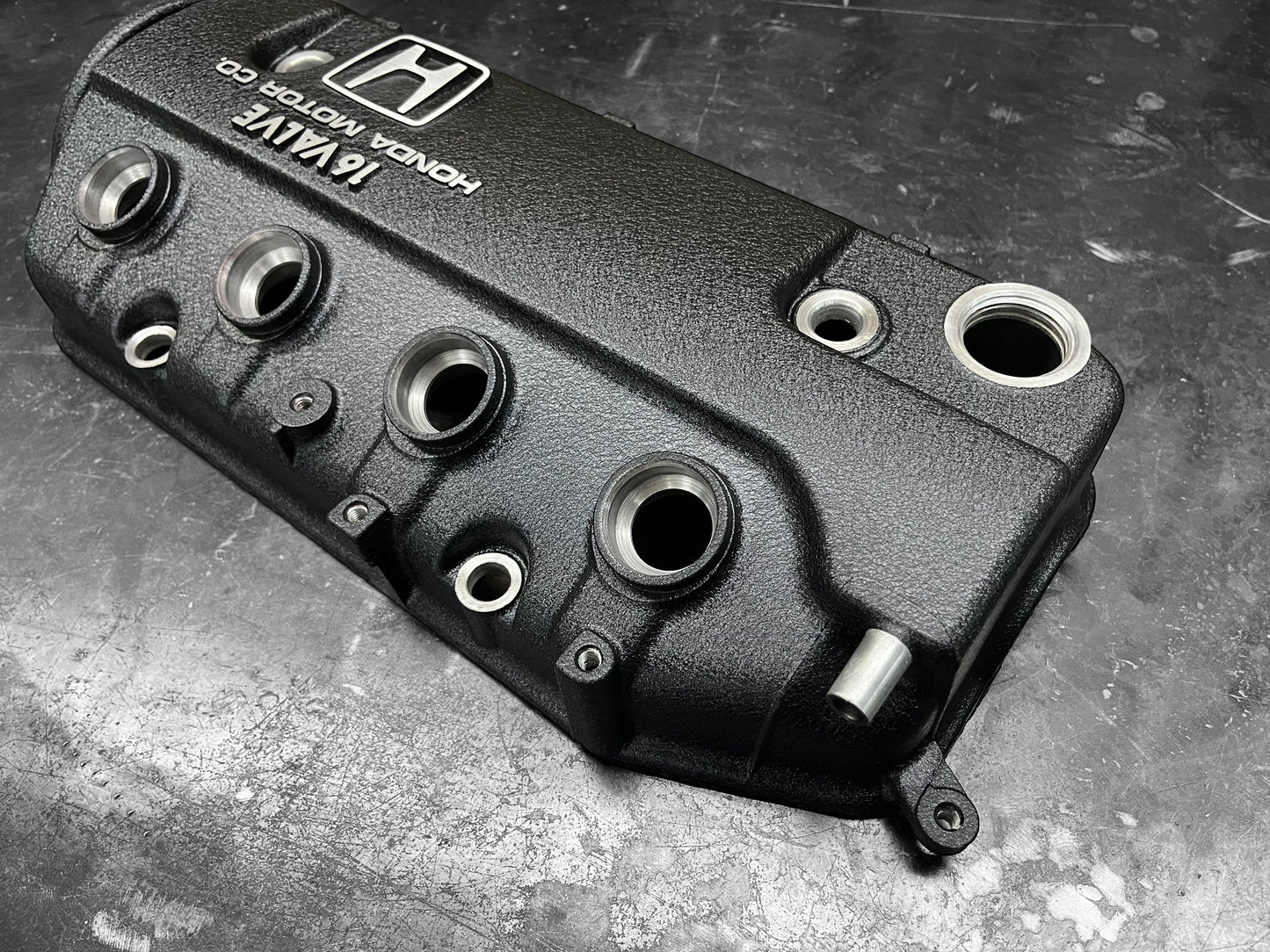 Honda D-Series D15 D16 1988-1995 Civic CRX Valve Cover Powder Coat Wrinkle Black Big “H” Logo