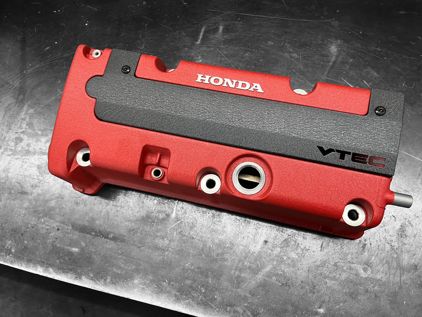 K20 K24 COIL PACK COVER FOR K-SERIES POWDER COATED WRINKLE BLACK ALUMINUM "VTEC" Ver. 4