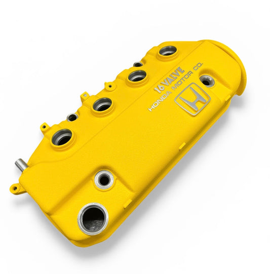 Honda D-Series D15 D16 1988-1995 Civic CRX Valve Cover Powder Coat Wrinkle Yellow Big “H” Logo