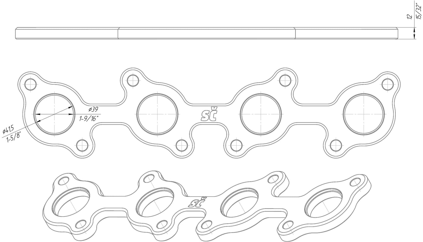 1UZ 2UZ 3UZ-FE Stainless Steel Exhaust Manifold Flange Pair Billet CNC Machined